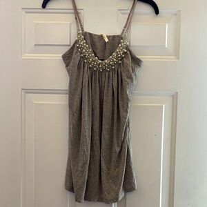 Miami Gray Camisole with Pearl Embellishments
